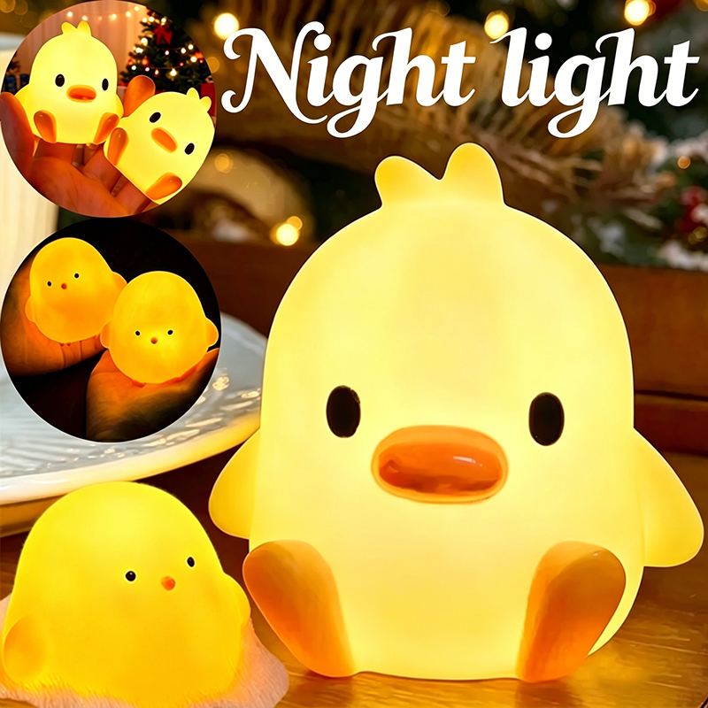 Floating Nightstand With Led Light - かわいい漫画のアヒルナイトライト、子供部屋用シリコンLEDベッドサイドランプ、子供へのクリスマス誕生日プレゼント、ソフトグローライト