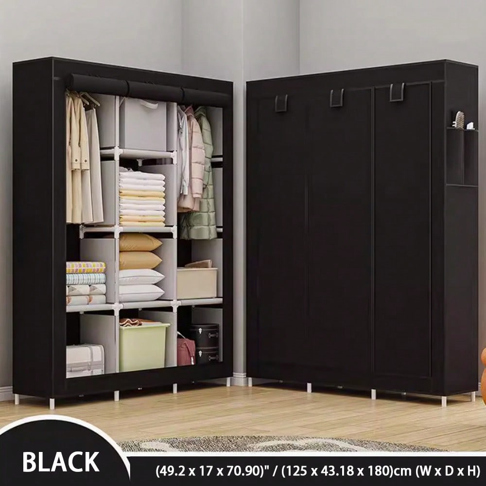 71インチ ポータブルクローゼット ワードローブ モダンブラ - Wardrobe Closet Portable Fabric Cover のレビューと価格