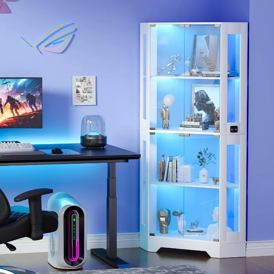65インチの白いコーナー型コレクションキャビネット。モーショ - Storage のレビューと価格