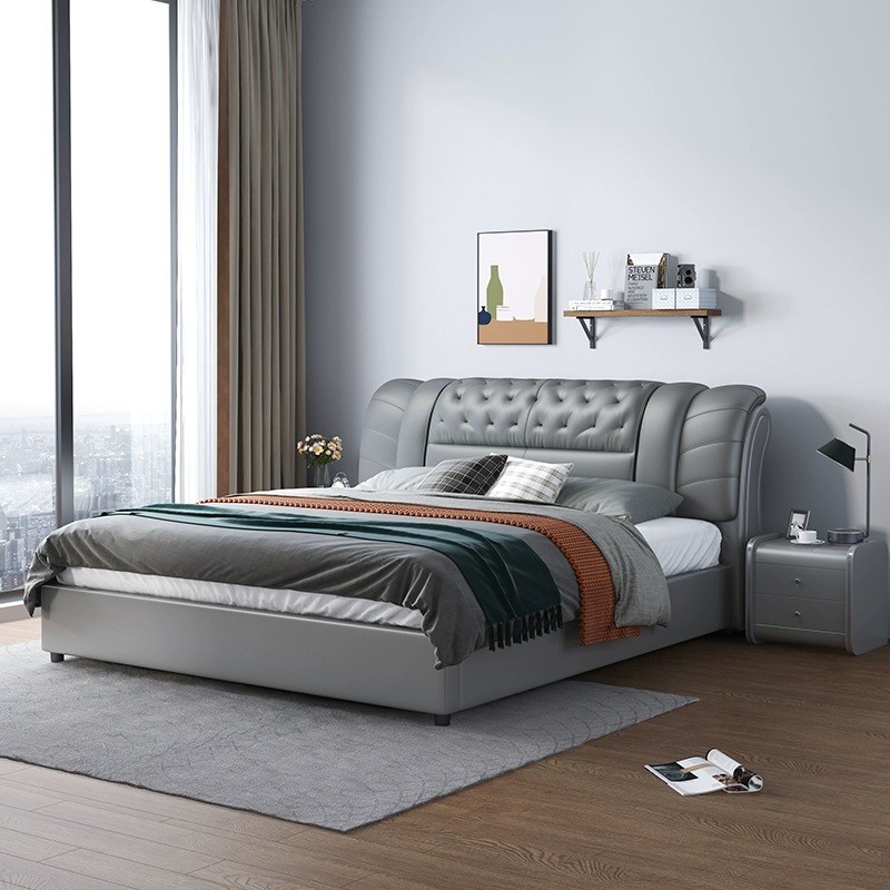 北欧風高級デザインの革張りベッド、収納引き出し付きクイーン・ - King Size Bed Frame With Storage Drawers のレビューと価格